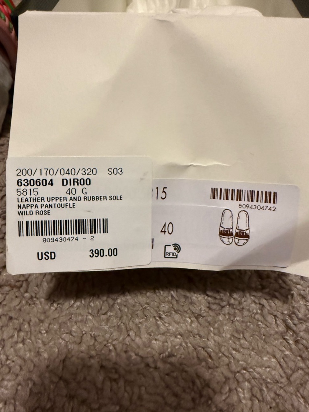 Gucci Pink Slide with Green and Red Stripes and Raised Logo - Picture 4 of 4